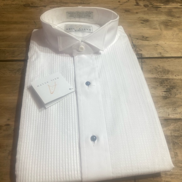 Men’s Brand New White Neil Allyn Wing Tuxedo Shirt - Black Tie - Picture 3 of 8